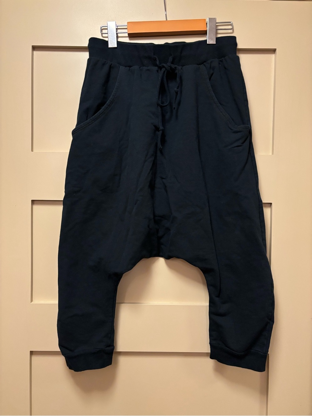 STEFANEL Drop Crotch Harem Capri Stretch Crop Jogger Legging Italian Y2K